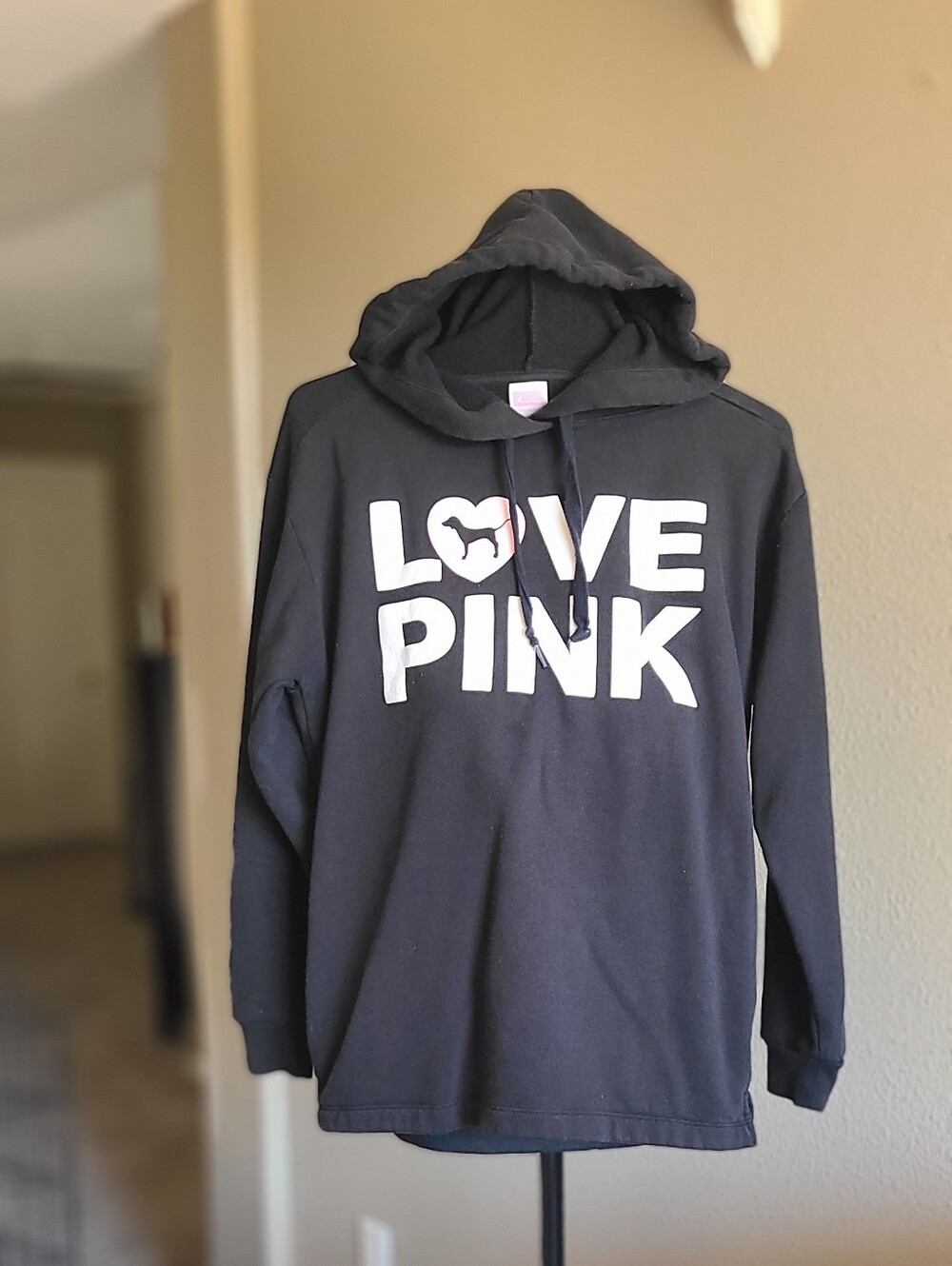 PINK Victoria's Secret Black Hoodie with Pink Label
